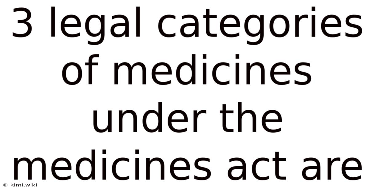 3 Legal Categories Of Medicines Under The Medicines Act Are