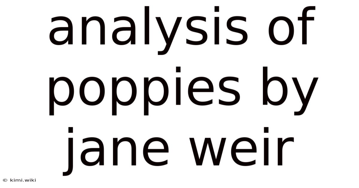 Analysis Of Poppies By Jane Weir