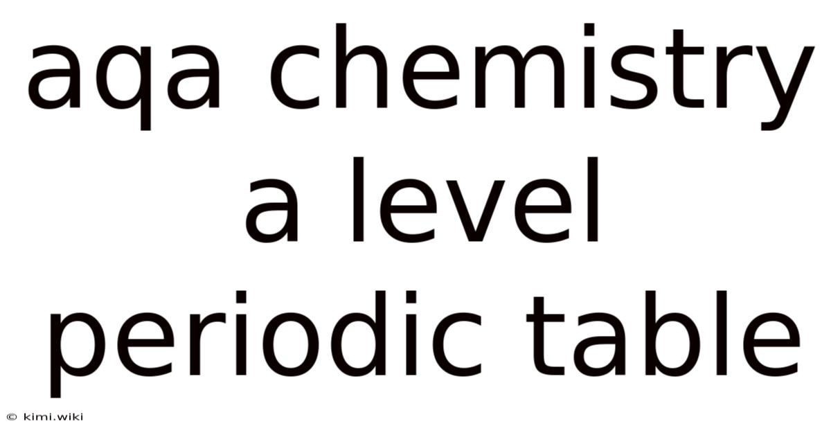 Aqa Chemistry A Level Periodic Table