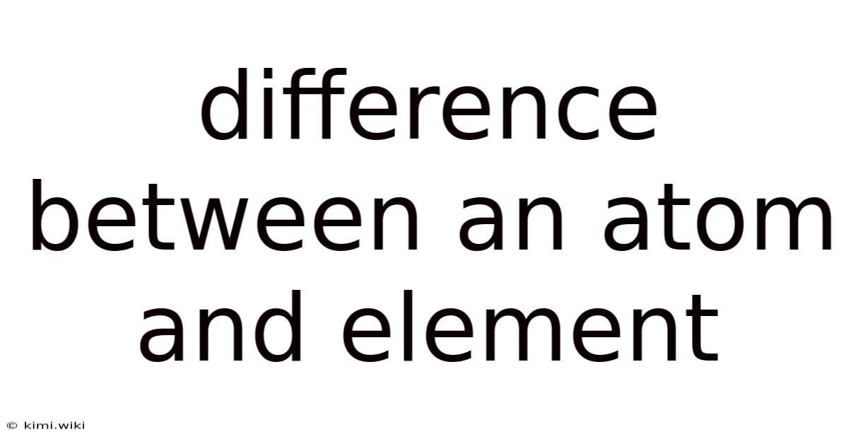 Difference Between An Atom And Element