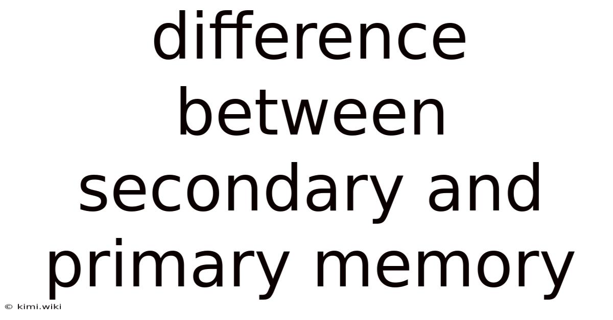 Difference Between Secondary And Primary Memory