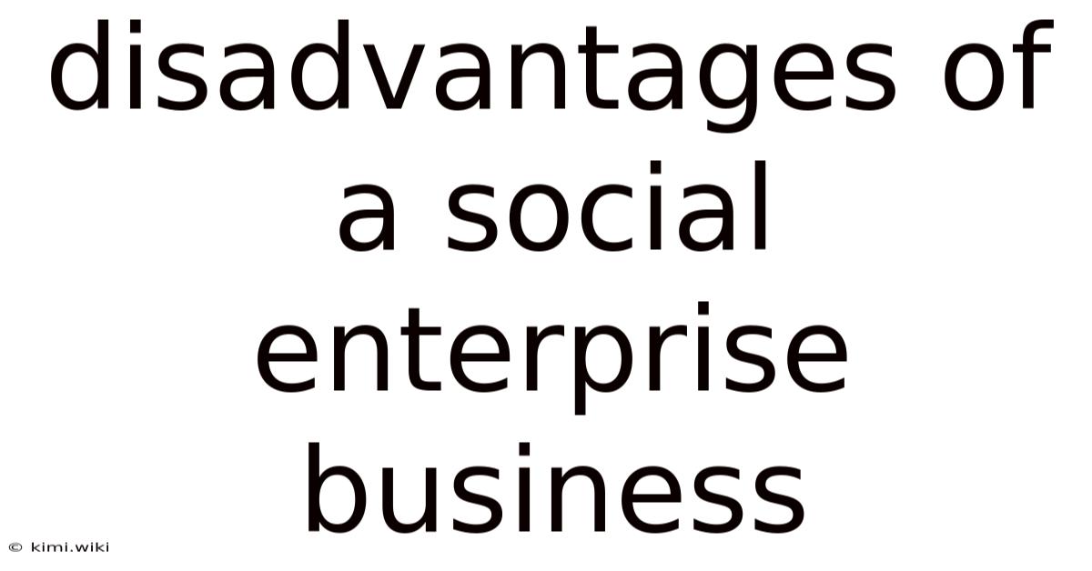 Disadvantages Of A Social Enterprise Business