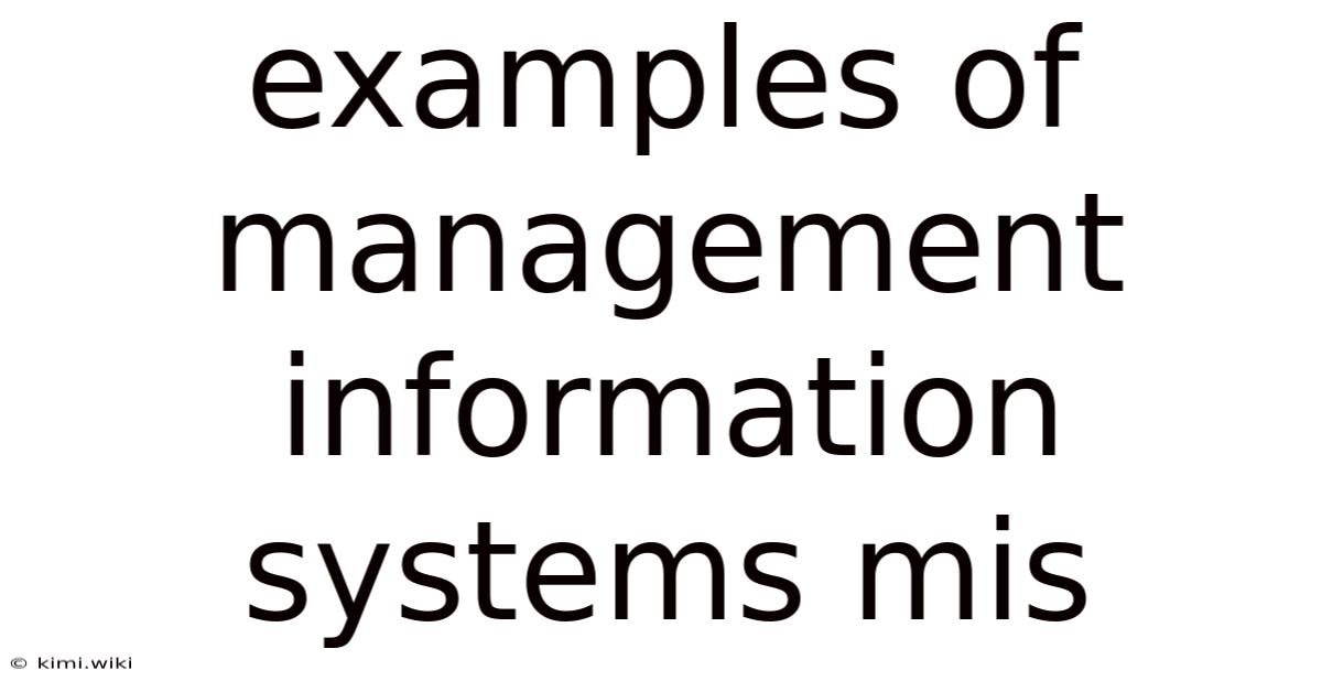 Examples Of Management Information Systems Mis