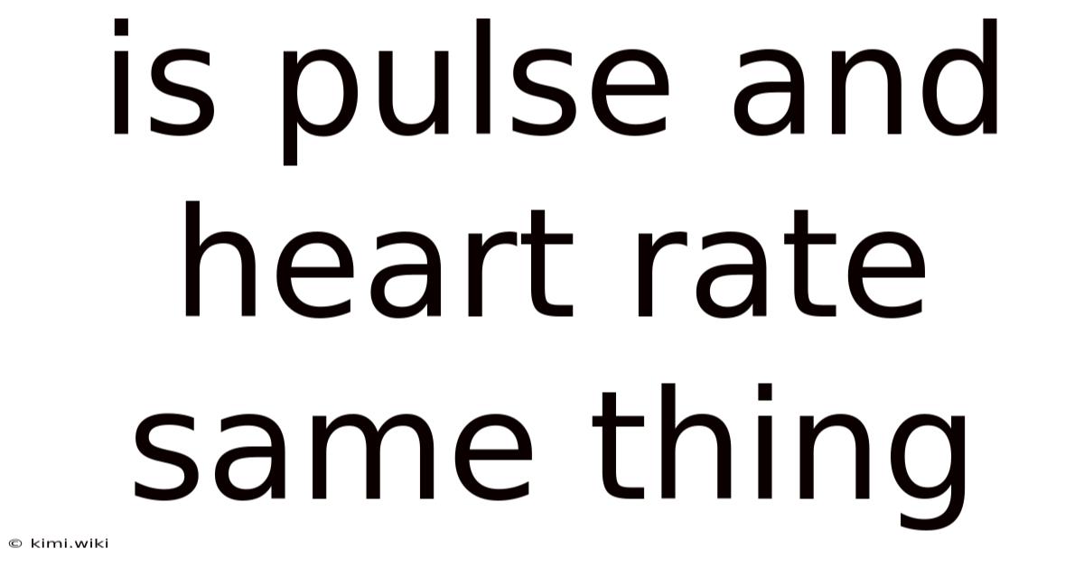 Is Pulse And Heart Rate Same Thing