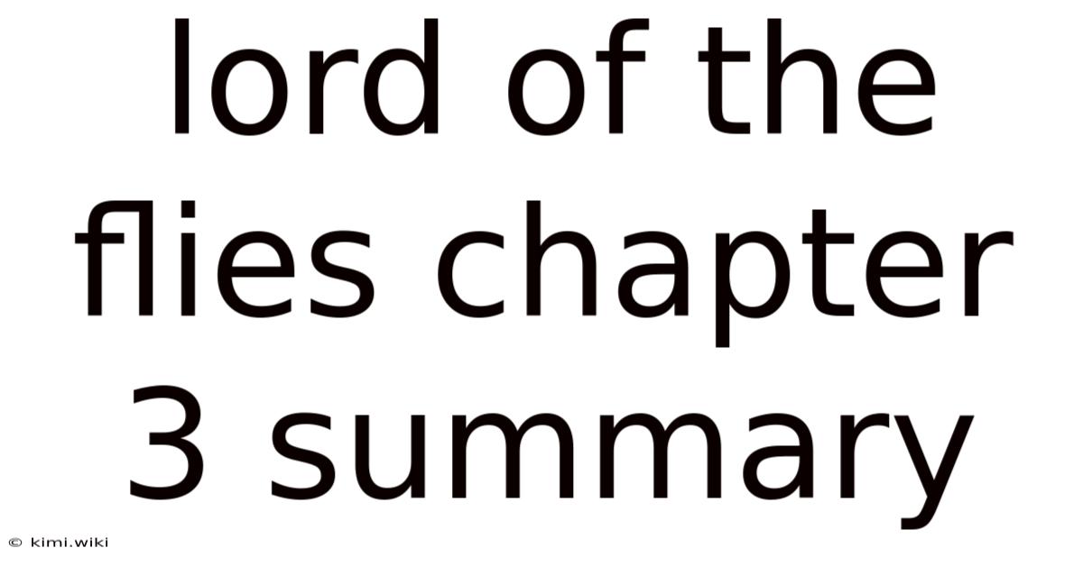 Lord Of The Flies Chapter 3 Summary