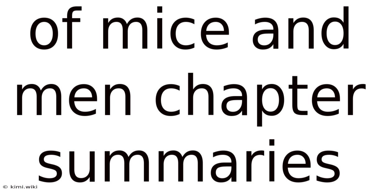 Of Mice And Men Chapter Summaries