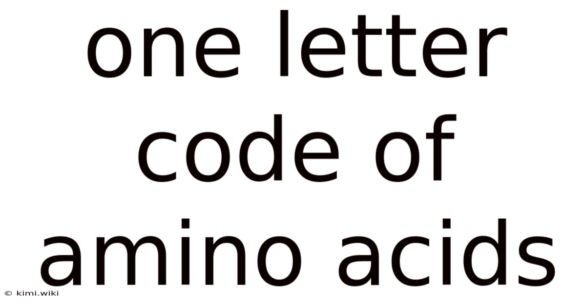 One Letter Code Of Amino Acids