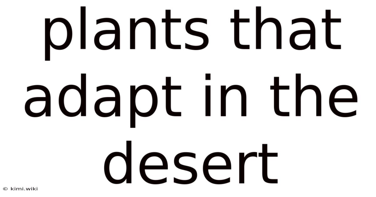 Plants That Adapt In The Desert