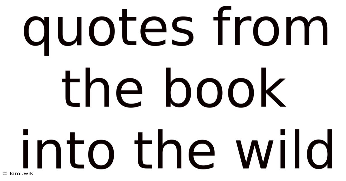 Quotes From The Book Into The Wild