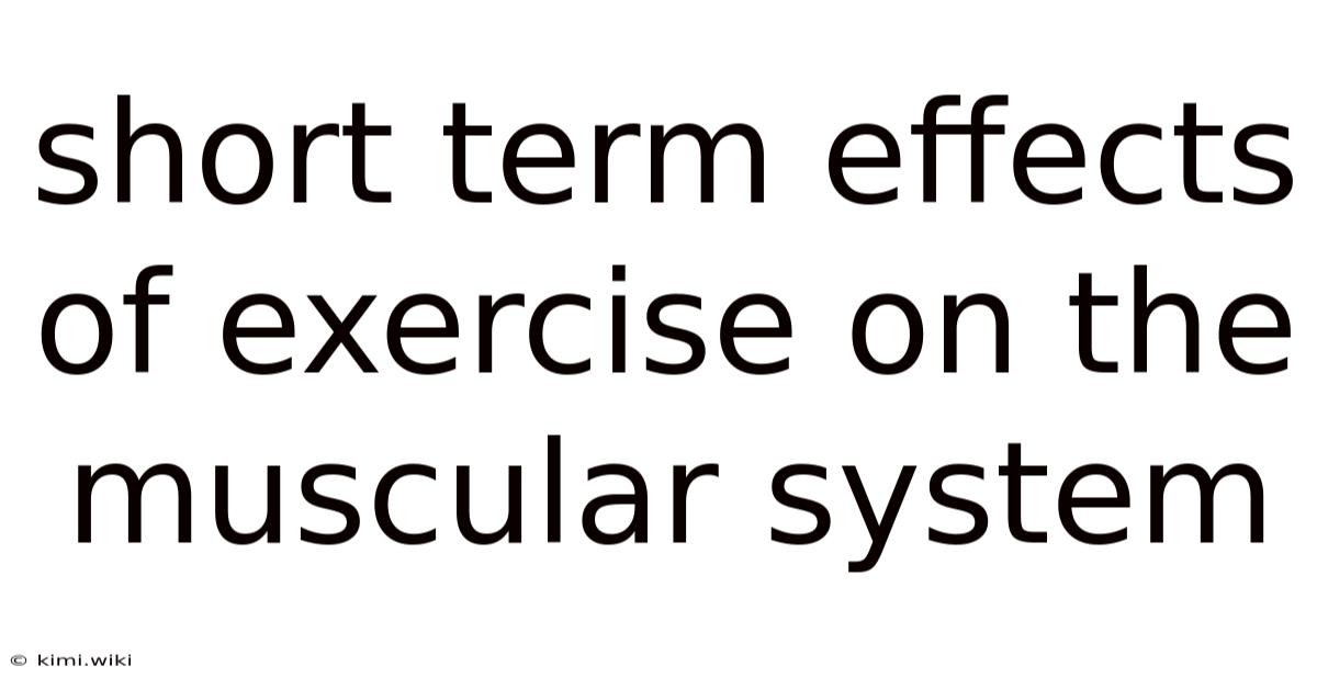 Short Term Effects Of Exercise On The Muscular System