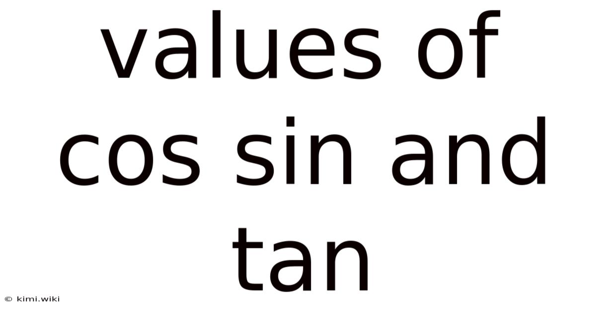 Values Of Cos Sin And Tan