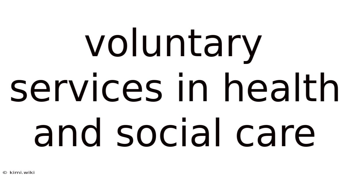 Voluntary Services In Health And Social Care