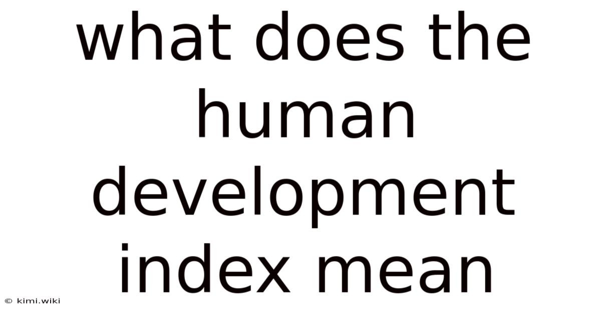 What Does The Human Development Index Mean