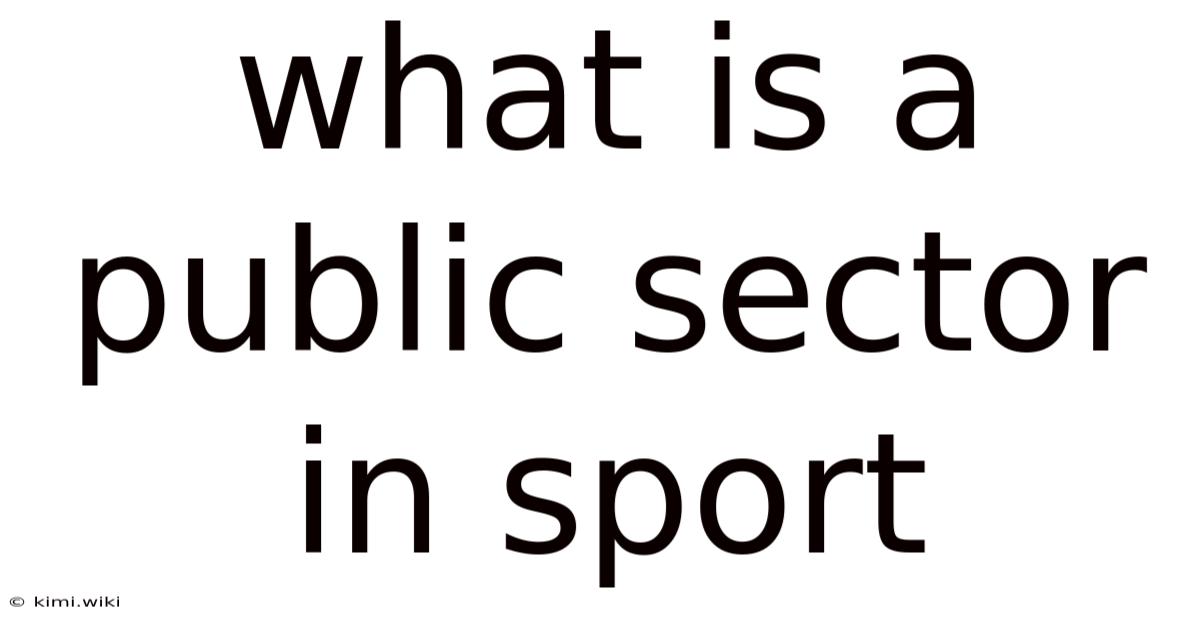 What Is A Public Sector In Sport