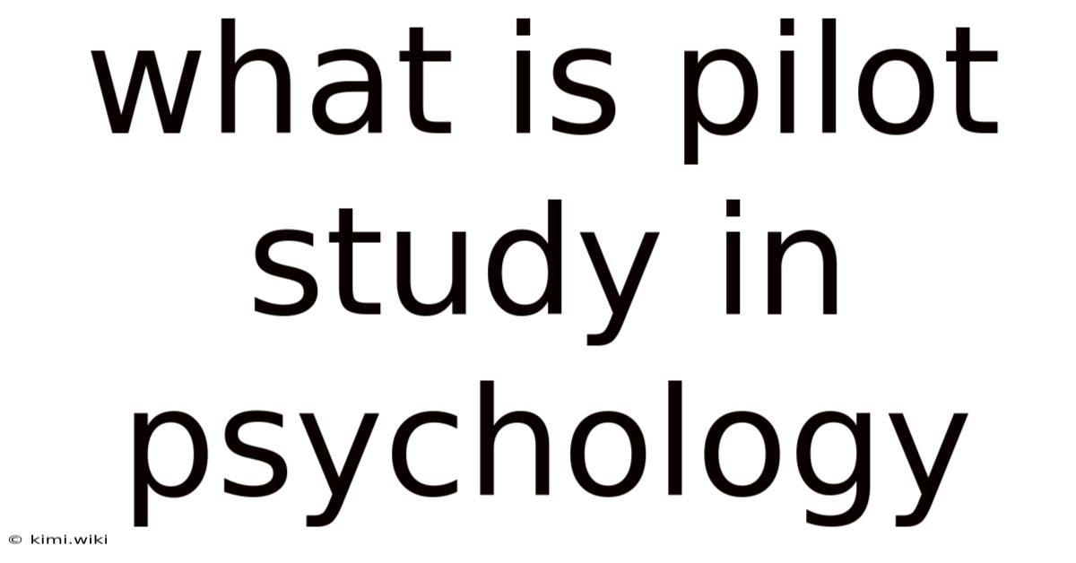 What Is Pilot Study In Psychology