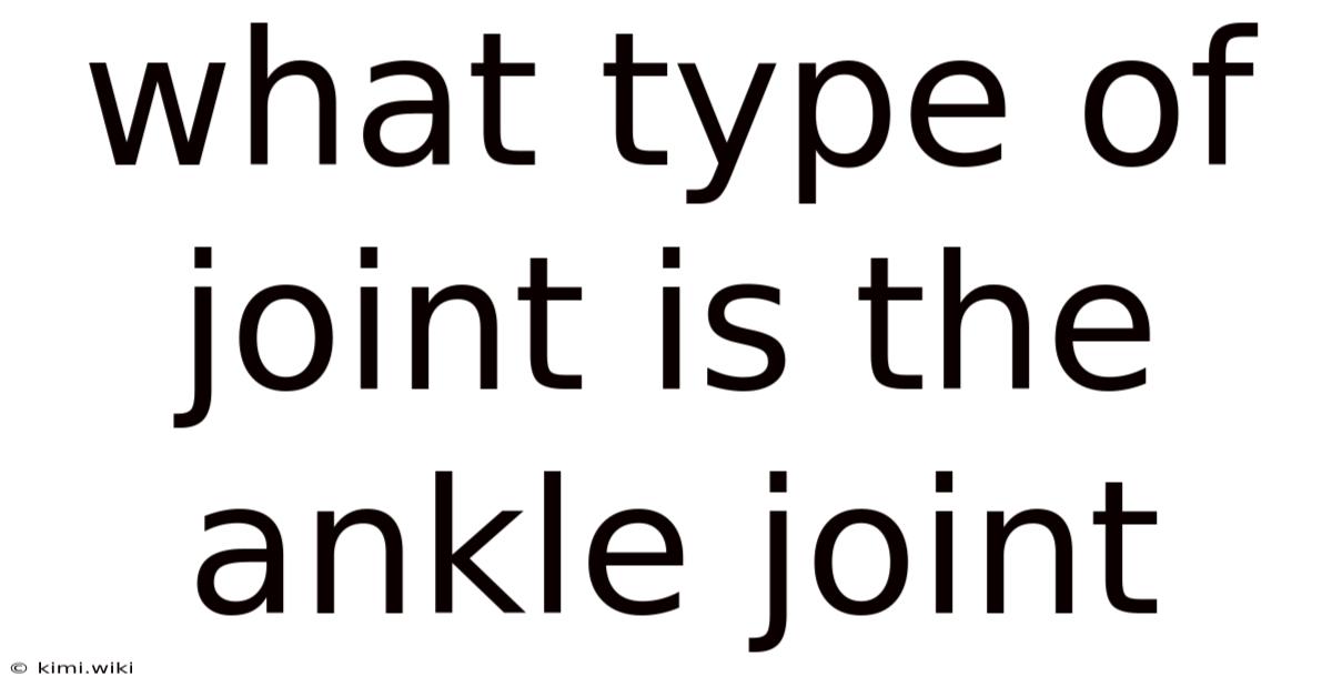 What Type Of Joint Is The Ankle Joint
