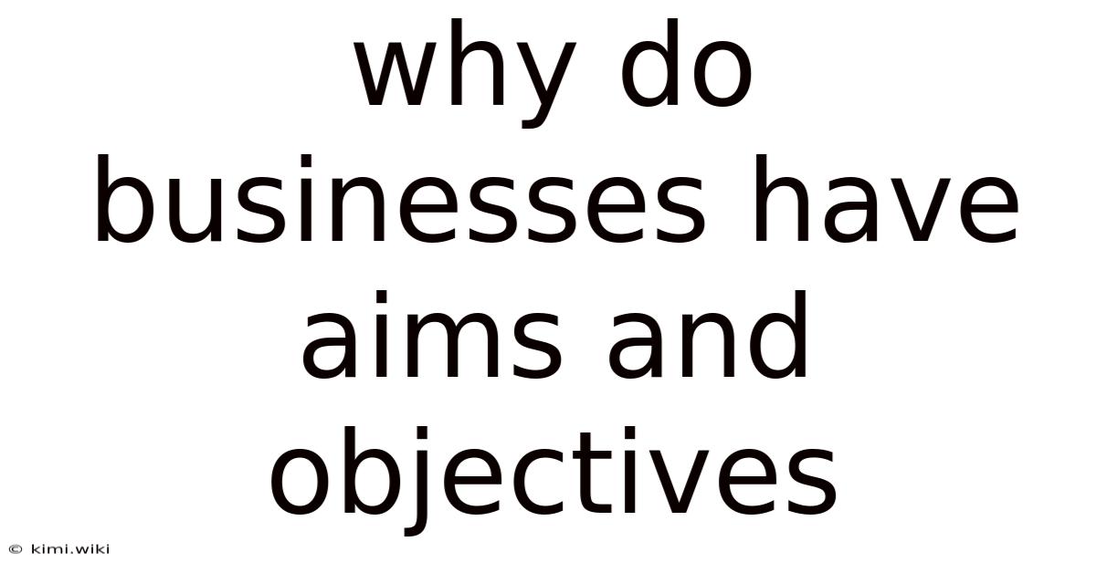 Why Do Businesses Have Aims And Objectives