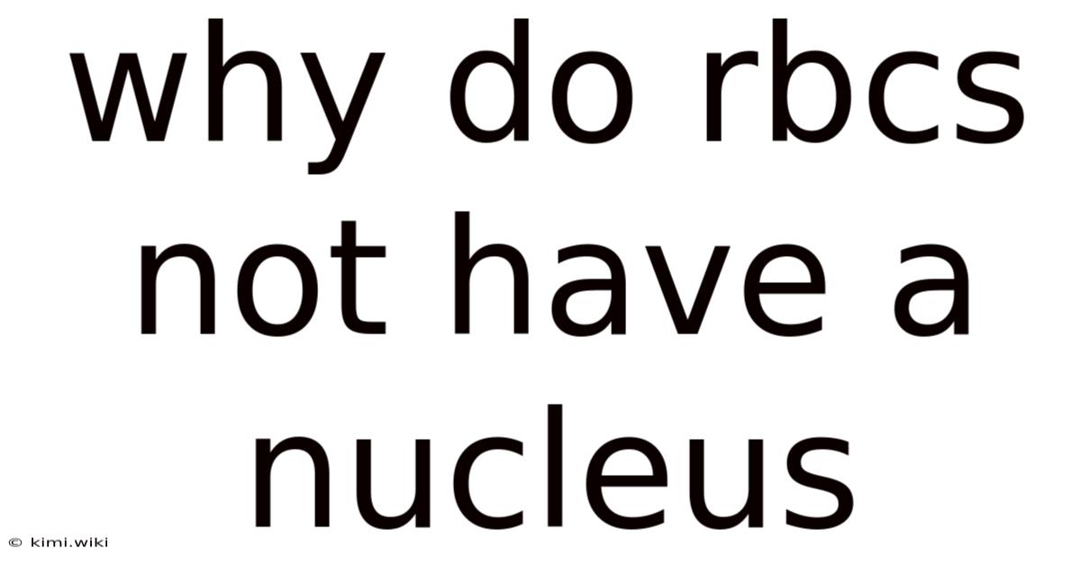 Why Do Rbcs Not Have A Nucleus